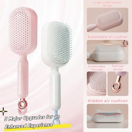 Cepillo peine masajeador retráctil para cabello blanco miniatura 4