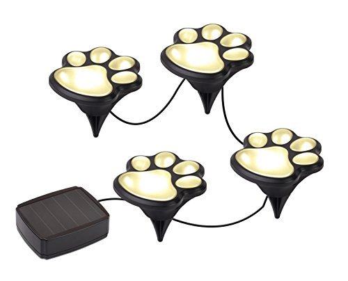 Ideas In Life 4 Pcs Set Paw Print Solar Lights