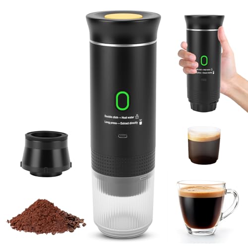 Máquina Espresso Portátil, 3 en 1 Máquina Espresso, 3-6 Minutos Autocalentable, con Infusión en Frío y Calentamiento, Para Coche, Hogar, Viajes, camping