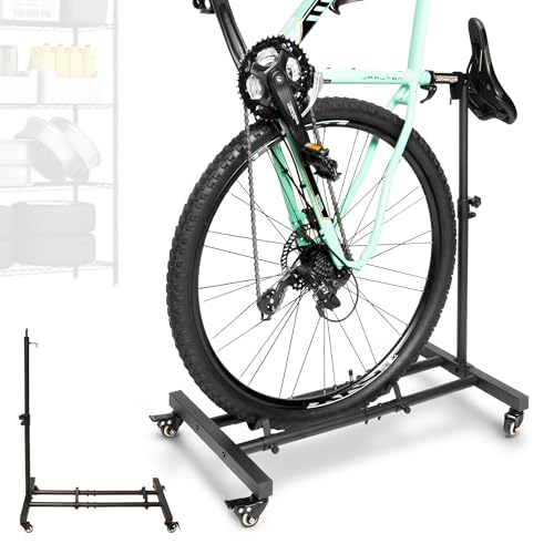 Genérico CHIROS Soporte Bicicletas Suelo Vertical Metálico | Aparca Bicis de Suelo – Compacto y Estable | Soporte Bicicleta Suelo y Caballete Bicicleta Taller Urbana, MTB y Paseo | hasta 4'