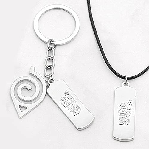 Tryfansty Naruto Keyring With Lanyard and Necklace Anime Keychain Leaf Village for Naruto Fans