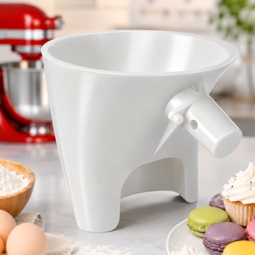 Flour Funnel for KitchenAid Mixer Accessories, Anti-Splash Attachment for 4.5-5 Qt Tilt Head Stand Mixer KSM150, Wide Pour Ingredient Guide BPA Free Dishwasher Safe Kitchen Aid Baking Attachment White