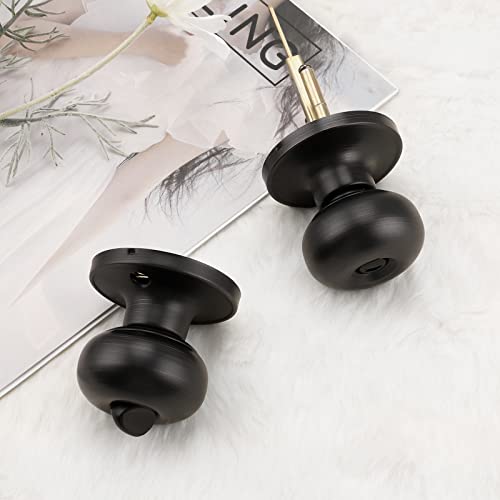 Gobekor 2 Pack Interior Door Knobs For Bedroom Bathroom Oil Rubbed Bronze Privacy Door Knobs Interior Keyless Bedroom Door Knob With Lock #TOP3