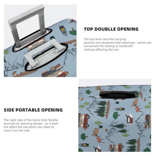 Camping Caravan Print Luggage Cover For Suitcase,Washable Elastic Travel Suitcase Protector With Zipper Closure And Bottom Buckle – Fits 18-32" Luggage-X-Large3