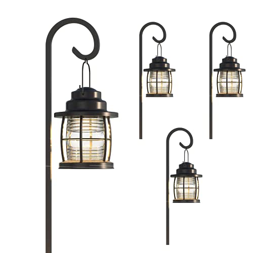 GOODSMANN Landscape Lighting Low Voltage Path Light 1.1 Watt LED Floodlight with Connector and Metal Stake for Outdoor Lighting Driveway, Yard, Lawn, Garden (4 Pack) 9920-4110-04