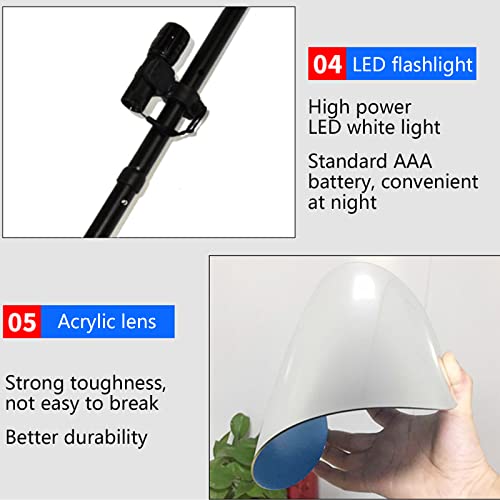 Specchio di Ispezione Telescopico, Specchio di Ispezione Sottoscocca - Specchio Convesso con Ruote E Luci A LED, Specchio di Sicurezza da 12" di Diametro