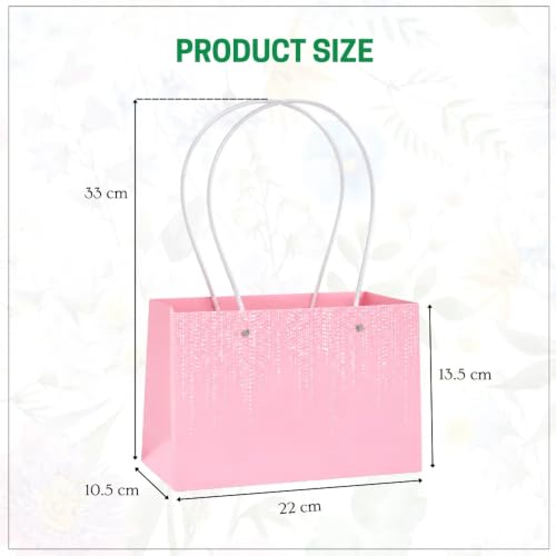 Image of Oasis Pack of 10 Pink Texture Print Flower Hamper Bags | Premium Floral Packaging Bags for Rakhi Gift Hampers, Flower Bouquets, Wedding, Return Gifts, Decorative Presentation & Florist Supplies