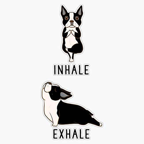 Evan Decals Inhale Exhale Boston Terrier Yoga Sticker 5