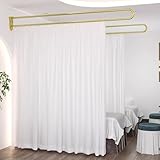 Medizinischer Teilungsschirm Wandmontierter Trennvorhang für Schönheitssalon/Gesundheitszentrum, Kommerzieller Raumtrenner, Leichte Sichtschutzwände für Massagesalons(White (1pc),Rod Length 2m/6.6ft)