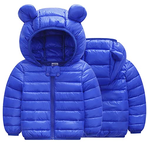 ROSEBEAR Bebé Abrigos Niños Niñas Chaqueta de Invierno Sudadera con Cremallera Encapuchado Baby Cálido Acolchada Saco Solid Azul 2-3 años Cover