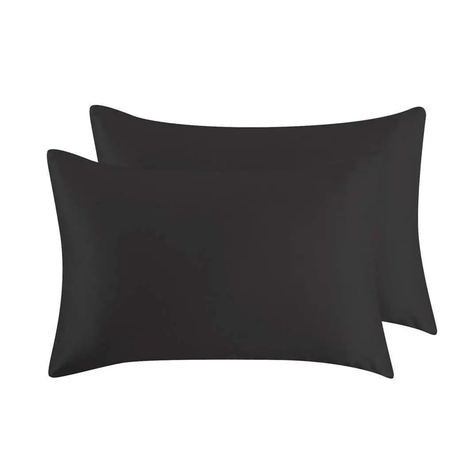 Silky Pillow Covers, Satin Silk Pillowcase Multicolor 50x66cm for Beauty Sleep(Black)