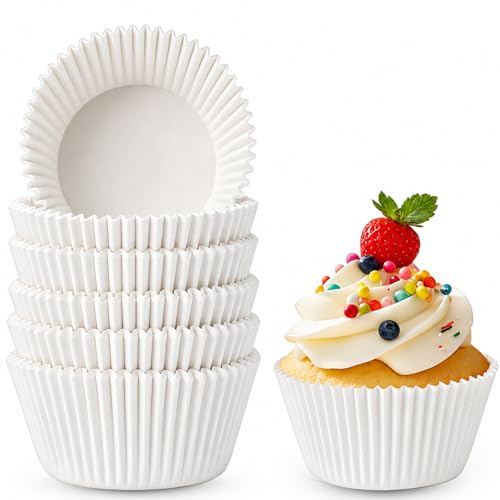 100 Pièces Caissettes Cupcake, 5 cm de Diamètre x 7 cm de Largeur x 3,2 cm de Hauteur - Grand Caissette Muffins Papier, Convient pour une Fête...