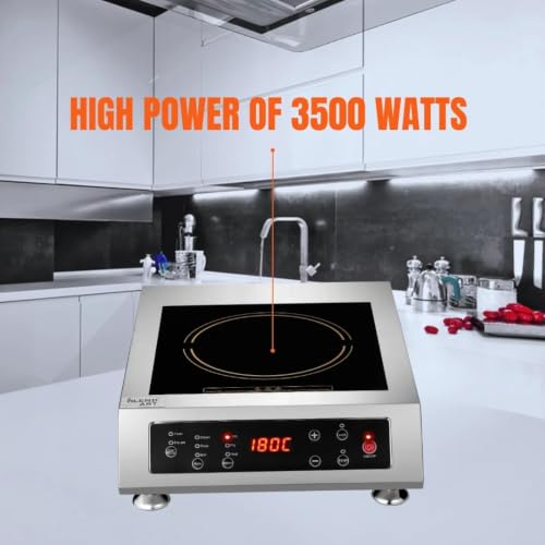 Image of 3500W Commercial Induction Cooktop | Heavy Duty Stainless Electric Stove | Fast Heating Hot Plate with LED Display | Auto Temperature Control for Restaurant & Cloud Kitchen