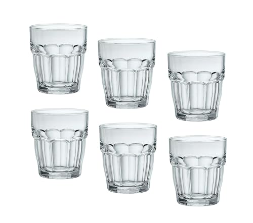 Bormioli Rocco Rock Bar Stackable Double Old Fashioned Glasses, 13 1/4 Ounce, Set of 6