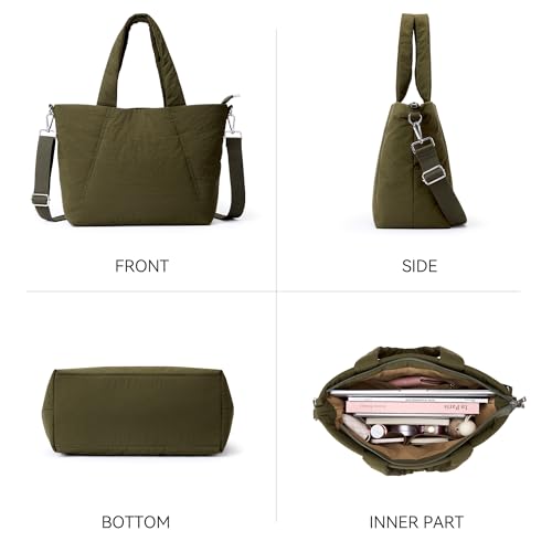 Image of KALIDI Quilted Carryall Tote Bag, Large Puffer Crossbody Women Handbags Shoulder Soft Fluffy Lightweight Travel