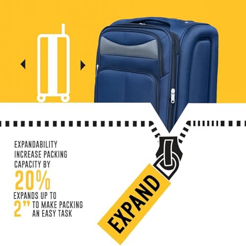 20+24" Travel Luggage Set with Backpack, Lightweight Spinner Suitcase and Carry On Bag, Durable Fabric, 360° Wheels, Blue3