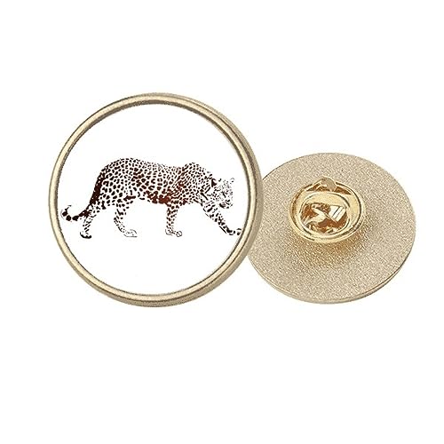 Broche guépard en métal doré finition Art Déco ronde haut de gamme