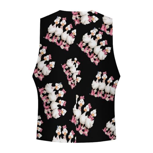 Cute Bow Duck Floral Men's Suit Vest Slim Fit Business Dress Party Pattern Waistcoat Vest Top4