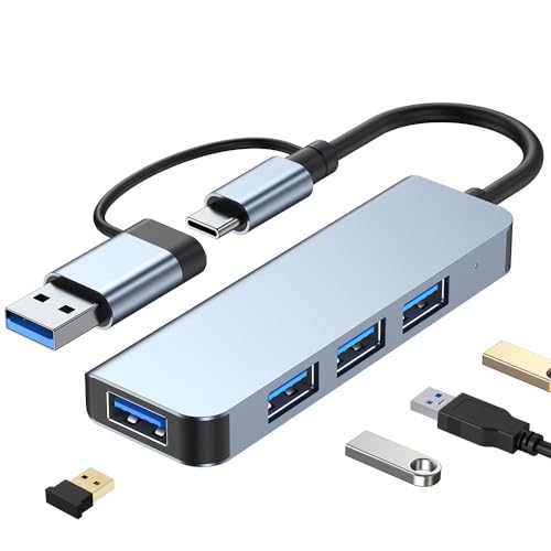 KUTEWEU Hub USB 3.0 2.0 USB-C Répartiteur, rallonge, Adaptateur multiport avec USB 3.0 – Élargissez Votre Ordinateur Portable, MacBook, PC, clé USB et Plus (USB 3.0 x 4)