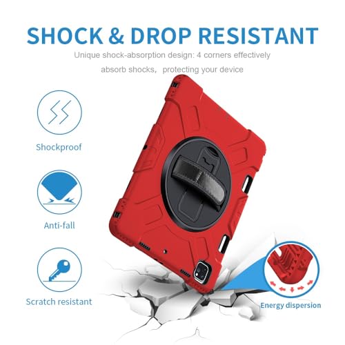 Coque iPad Pro 12.9 antichoc rouge pour modèles 2022 à 2018