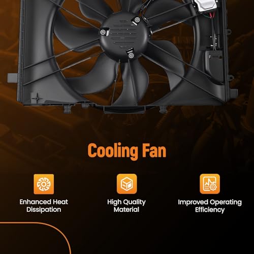 Image of maXpeedingrods Engine Cooling Fan Assembly for Mercedes CLA250 2014-2019, GLA250 2015-2020, SLK250 2012-2015, A2465000064 MB3115146 2465000064