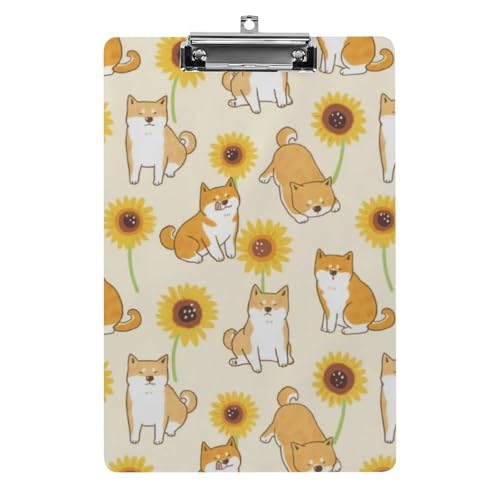 クリップボード 可愛い 柴犬 ひまわり A4サイズ対応 クリップファイル バインダークリップ 用箋ばさみ ファイルボード メモ帳 縦型 書類整理 おしゃれ かわいい 筆記 多機能 壁掛け プレゼント