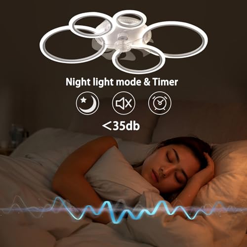 Caufloce 95cm Lamparas Ventilador De Techo RGB Regulable, Reversible Ceiling Fan with Light and Remote Control APP, Moderno Ventilador De Techo Con Luz 72w 6 Velocidad Para Salón Dormitorio-White - imagen 5