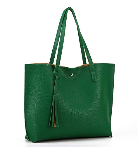 Image of Women Tote Bags Top Handle Satchel Handbags PU Faux Leather Tote Bag with Tassel Shoulder Purse