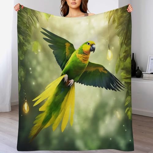 Couverture polaire oiseau en flannel aux finitions soignées