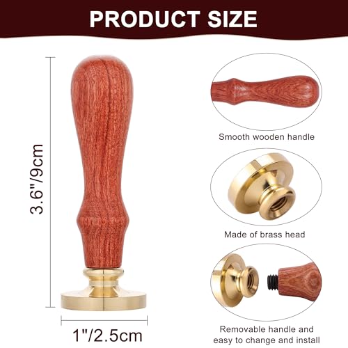 Yoption Star Wax Seal Stamp, Vintage Brass Head Wooden Hilt Sealing Wax Stamp for Birthday Wedding Invitations Gifts Envelopes Wine Packages - Thumbnail 4
