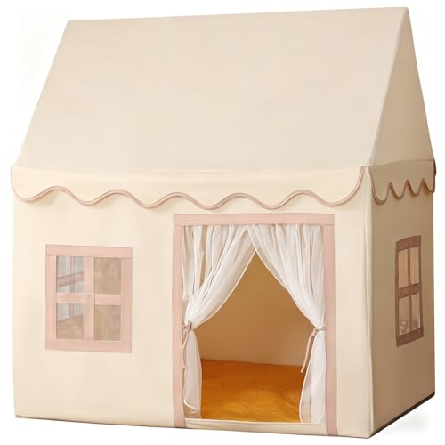 SweHouse Play Tent Indoor Outdoor House Boy Girl Tents Playhouse, Beige