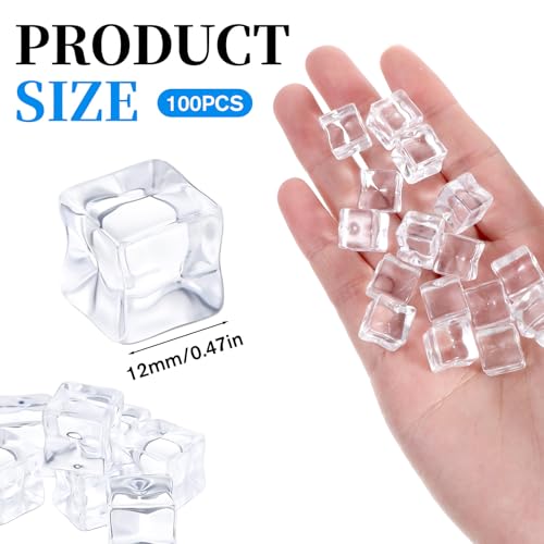 100 cubitos de hielo falso de plástico transparente miniatura 2