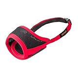 IREENUO Dog Muzzle to Prevent Biting Barking and Chewing with Adjustable Loop Breathable Mesh Soft Fabric - S, Red