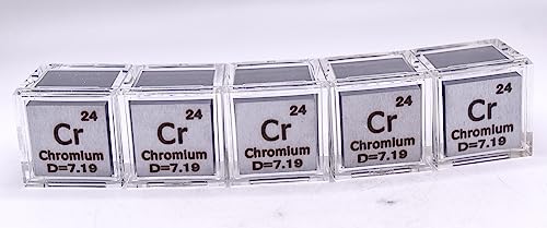 Image of 1 inch 25.4mm Chromium Metal Cube Cr up to 99.9% Pure Periodic Table Element Engraved Density Collection Science Education Display Block Cube + Acrylic Case Box - 1PC