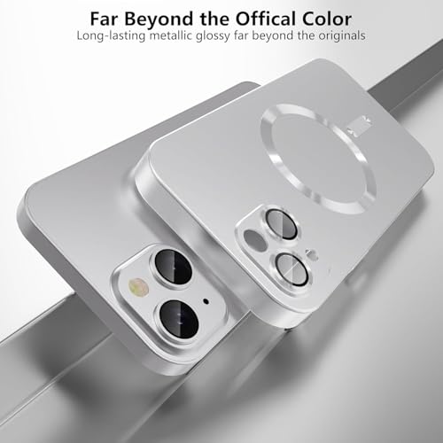 Image of DIZORO Magnetic Case for iPhone 15 Compatible with MagSafe Built-in Camera Lens Protector Slim Soft Silicone Bumper Shockproof Metallic Luster Back Cover Phone Case Black