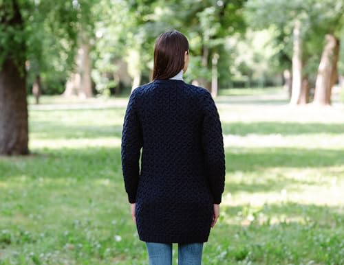 Image of SAOL Aran Coat for Women - Irish Open Front Fisherman Cardigan with Pockets - Merino Wool Made in Ireland