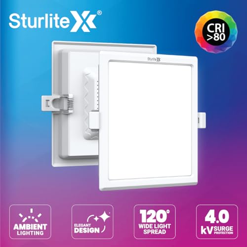 Image of Sturlite Dex (3 in1) Square LED Downlight|Warm, Neutral & Cool White Color Temperature|1500 Lumens with CRI Tech for Various Ceiling Types and Rooms (10W, Pack of 4)