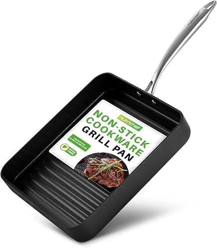 NutriChef Griddle Pan, Grill Pan, Stove Top Griddle, Steak Pan, Nonstick Grill Pan- w/Strong Handles, Square- Stainless Steel Griddle Pan, High Ridges, Hard Anodized, Safe, 28cm NutriChef Griddle Pan, Grill Pan, Stove Top Griddle, Steak Pan, Nonstick Grill Pan- w/Strong Handles, Square- Stainless Steel Griddle Pan, High Ridges, Hard Anodized, Safe, 28cm