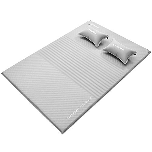 KingCamp Camping Mat Self Inflating Sleeping Pad for Camping Triple Zone Camping Mattress with 2 Pillows Lightweight for Hiking Picnic Outdoor Grey