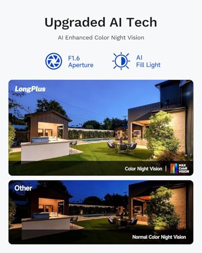Image of LongPlus 5MP Solar Security Cameras Wireless Outdoor: 3K Home Security Camera System, AI Human Vehicle Detection, Color Night Vision Cameras with Local Storage, No Subscription Required, 4-Cam-Kit