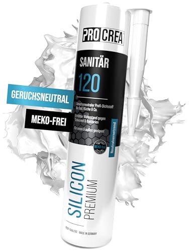 PROCREA® 1x Premium Sanitärsilikon 'Bad & Küche' (Edelweiß) [mit Anti-Schimmel-Formel] Dichtmasse für innen & außen - Universal Silikon in Profi-Qualität (weiss) - Made In Germany