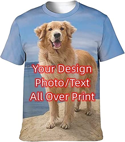 Custom T Shirt, 3D All Over Print Personlized T Shirt, Add Your Image/Photo T-Shirt Front/Back Print Black