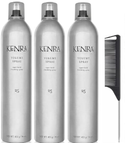 Volume Hairspray - Super Hold Finishing Spray 25 - It Leaves Hair Looking Natural & Shiny 16ounces Includes Black Steel Comb (Pack Of 3)