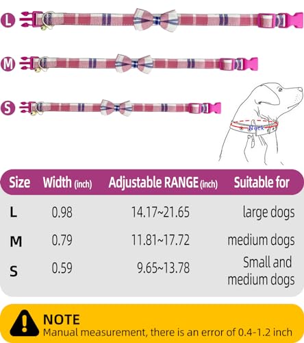 Image of Plaid Dog Collar with Bow, 2 Pack /Set Adjustable Cute Dog Bow Tie Collars with Bell, Best Pet Gift for Small Medium Large Boy Male Dogs