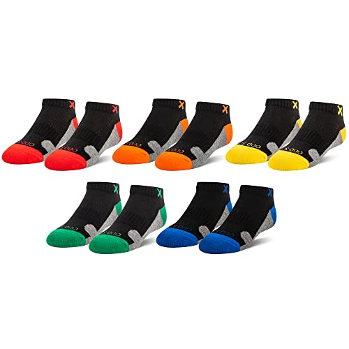 Odd Sox Basix, Athletic Kid Ankle Socks, Low Comfort 3 Block Multi Color 5 Pack Age 4-7