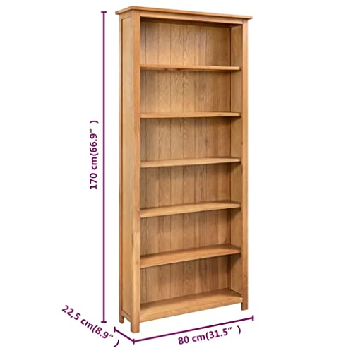 Vidaxl Bookcase 6-Shelf, Wooden Bookcase, Book Shelf Display Cabinet For Home Office Living Room Bedroom, Farmhouse Style, Solid Wood Oak #TOP6