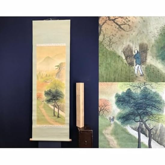 真作/精華/秋山帰樵図/秋景山水人物図/山水図/紅葉図/掛軸☆宝船☆AG-792 真作精華秋山帰樵図秋景山水人物図山水図紅葉図掛軸