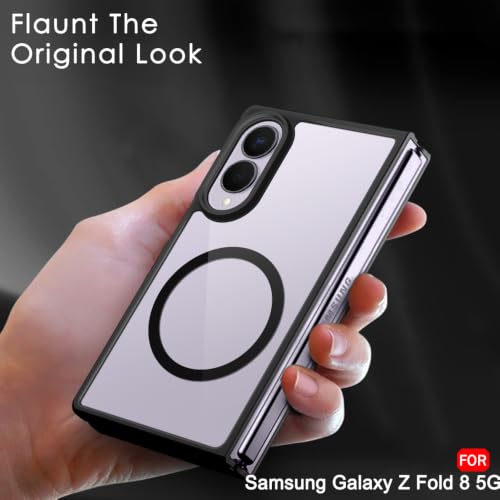 Image of TheGiftKart Hybrid Shockproof Back Cover Case for Samsung Galaxy Z Fold 8 5G Compatible with MagSafe | Hard Back Cover Case for Samsung Z Fold8 5G (PC & TPU, Transparent Clear Back, Black Sides)