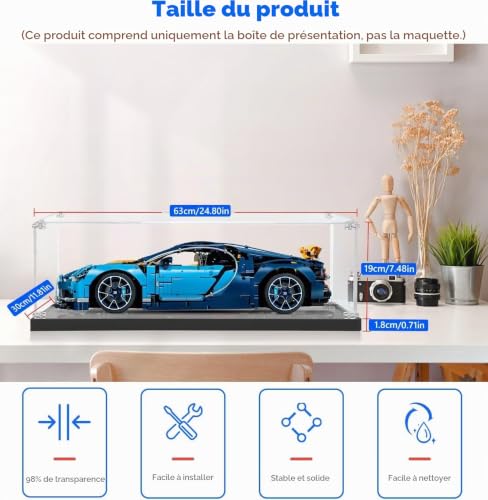 ICUANUTY Vitrine en acrylique pour Lego Technic McLaren P1 42172, rangement et protection contre la poussière, dimensions : 65 x 30 x 20 cm – vue 3