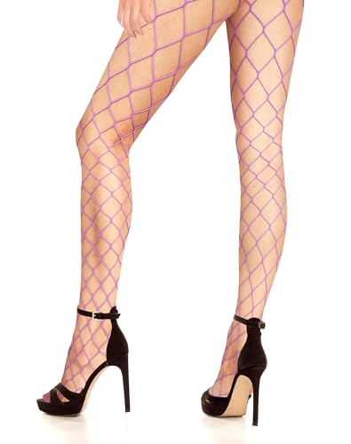 Violet Mist Womens Fishnets Colorful Fishnet Tights High Waist Mesh Fishnet Stockings 2 Pack, XL Hole3